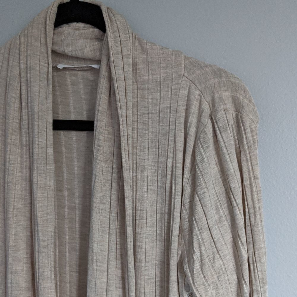(August Mist) Tan Open Cardigan Lace Sides Small - Picture 8 of 8